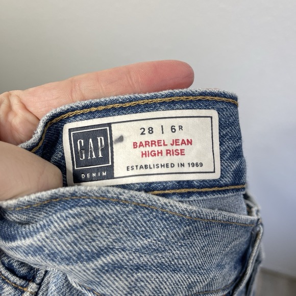 GAP Womens Barrel High Rise Jeans Medium Indigo Sz 28 / 6R - Picture 12 of 16